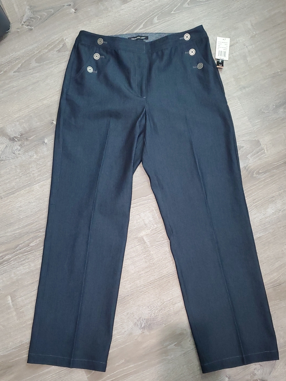 Briggs New York Dark Blue Women's Dress Pants with Decorative Buttons